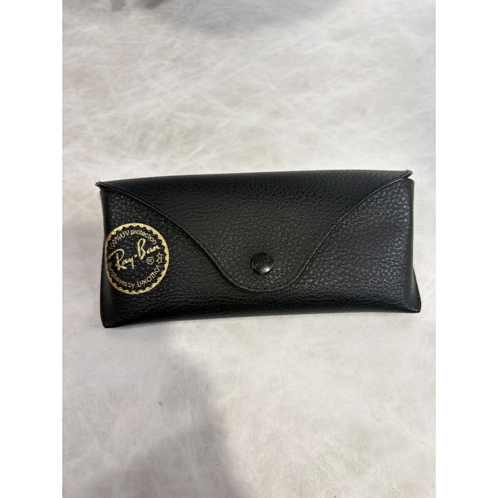 Ray-Ban Black Faux Leather Sunglasses Case Gold Logo Luxottica Snap Closure